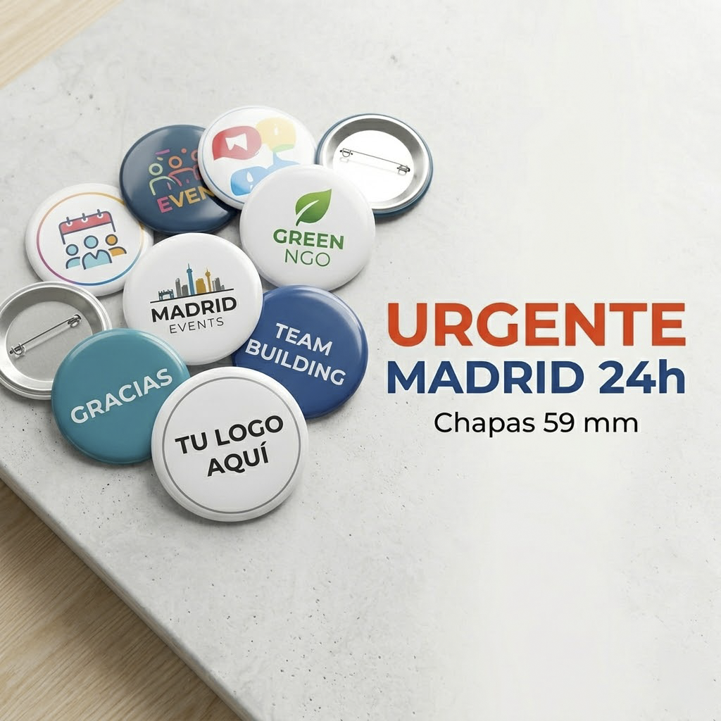 chapas personalizadas 59 mm urgentes madrid